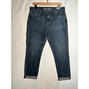 Eddie Bauer Womens 10 Boyfriend Slim Leg Jeans Blue Denim Medium Wash Cuffed